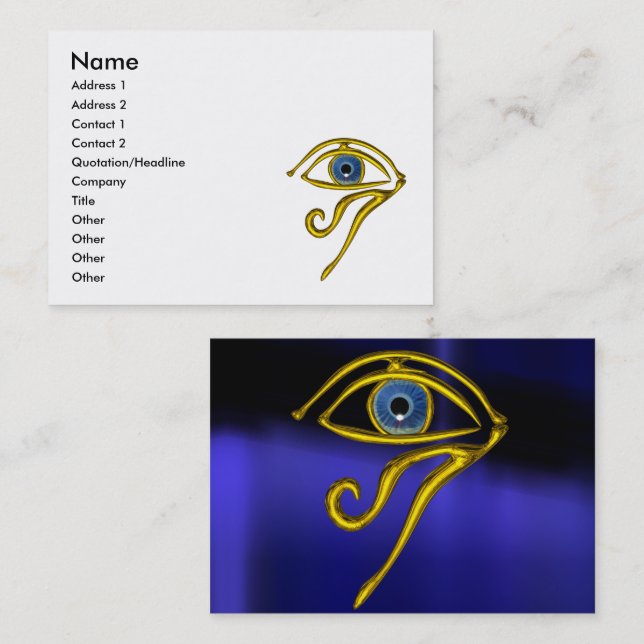 BLUE TALISMAN / GOLD HORUS EYE Divinity White Business Card (Front/Back)