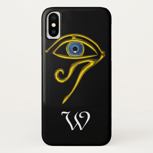 BLUE TALISMAN,HORUS EYE MONOGRAM ;black Case-Mate iPhone Case (Back)