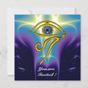 BLUE TALISMAN,Horus Eye,White Purple Fractals Invitation