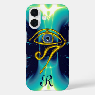 BLUE TALISMAN MONOGRAM  Teal, Turquoise White iPhone 16 Case