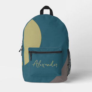 Blue Tan and Grey Swirls Printed Backpack
