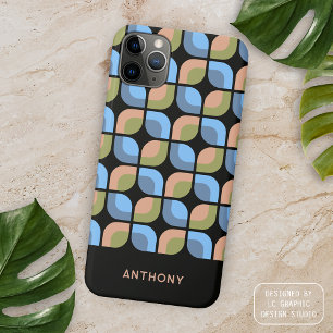 Blue Tan Beige Green Black Midcentury Art Pattern iPhone 16 Pro Max Case