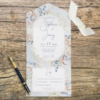 Blue & Tan Dried Boho Flowers Blue No Dinner