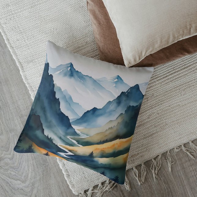 Blue Tan Mountain Scene Cushion (Creator Uploaded)