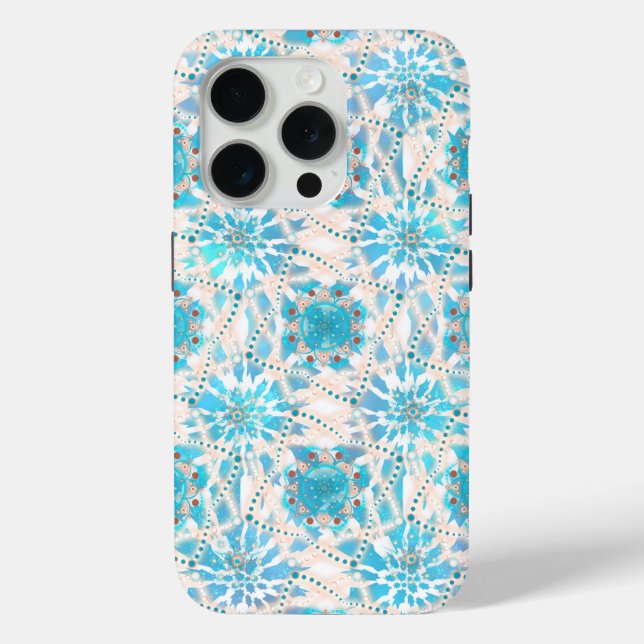 Blue Tan Winter Mandala Pattern Case-Mate iPhone Case (Back)