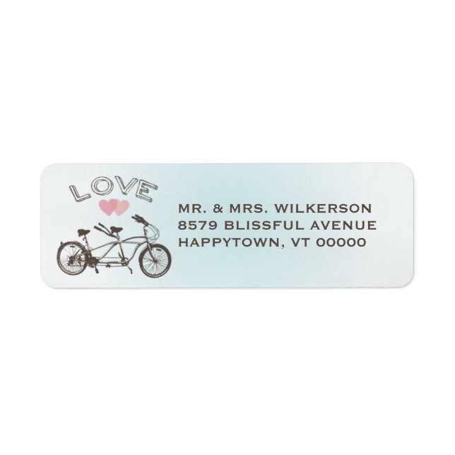 Blue Tandem Bicycle Love Label (Front)