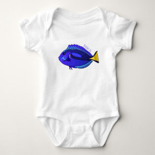 Blue tang fish cartoon illustration baby bodysuit