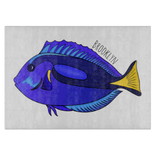 Blue tang fish cartoon illustration cutting board
