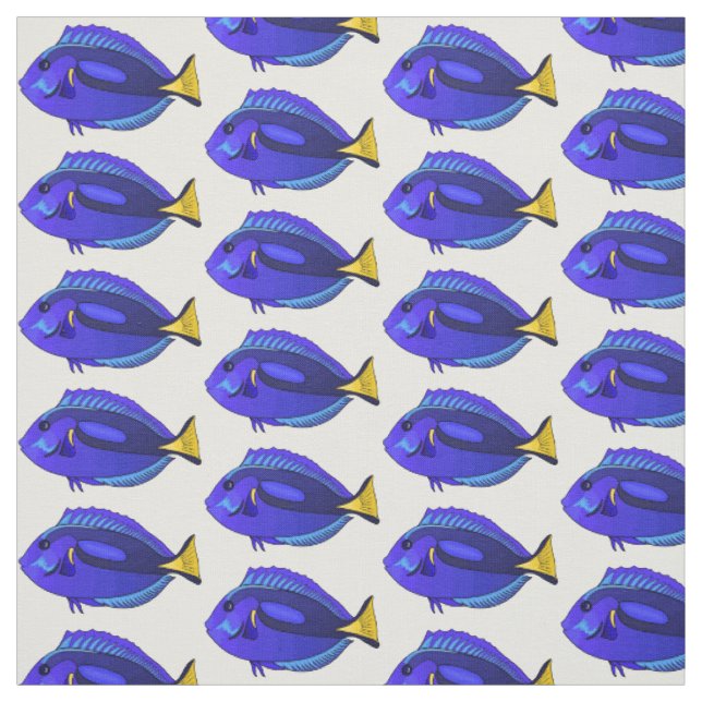 Blue tang fish cartoon illustration fabric (Swatch)