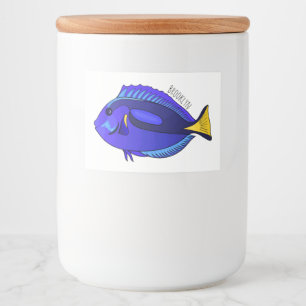 Blue tang fish cartoon illustration food label