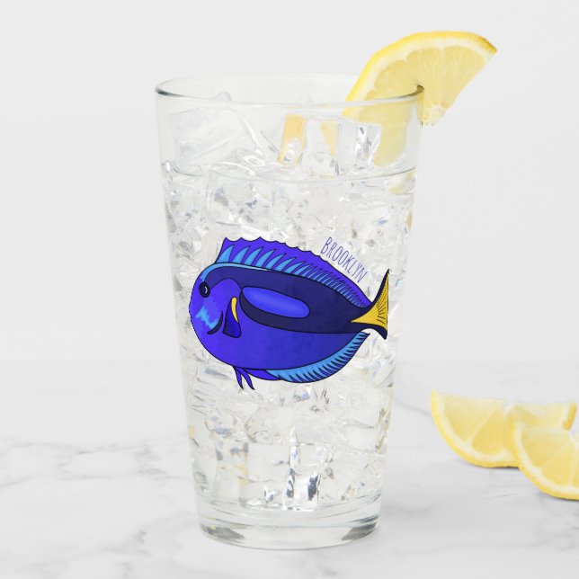 Blue tang fish cartoon illustration  glass (Back Ice)