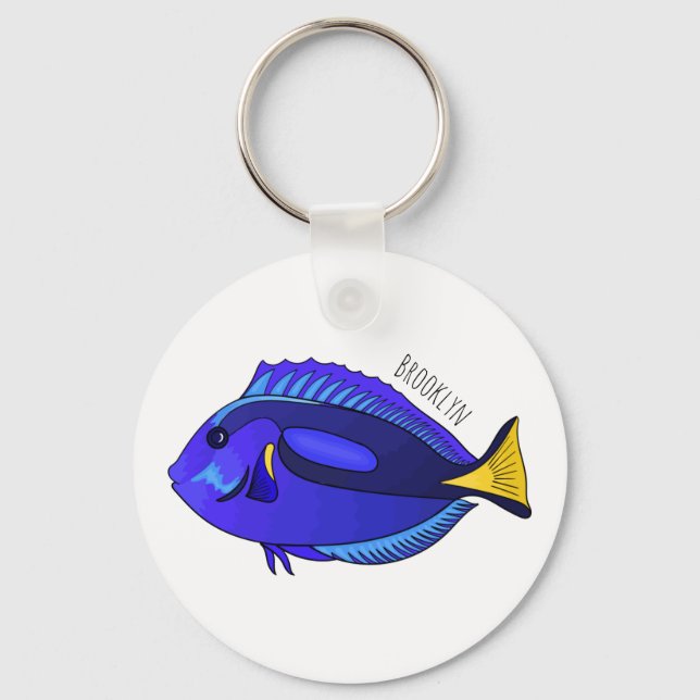 Blue tang fish cartoon illustration key ring (Front)