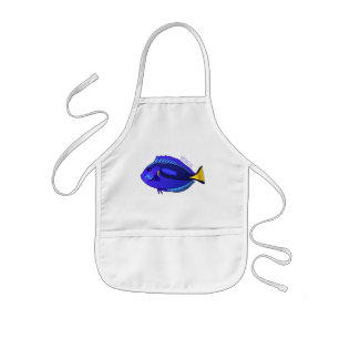 Blue tang fish cartoon illustration kids apron