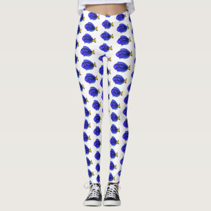 Blue tang fish cartoon illustration  leggings