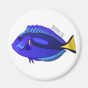 Blue tang fish cartoon illustration  magnet