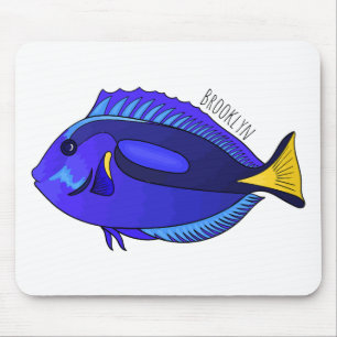 Blue tang fish cartoon illustration  mouse pad