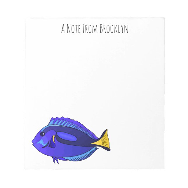 Blue tang fish cartoon illustration  notepad (Front)
