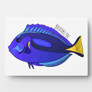 Blue tang fish cartoon illustration  plaque