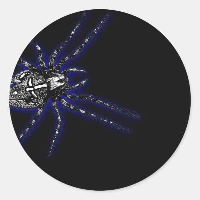 Blue Tarantula Spider Halloween Classic Round Sticker (Front)