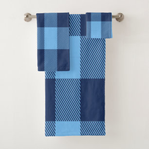 Blue Tartan Bath Towel Set