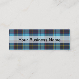 Blue tartan plaid mini business card