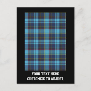 Blue tartan plaid postcard