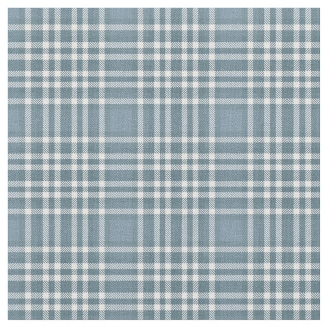 Blue Tartan Plaid Scottish Clan Pattern Fabric (Close Up)