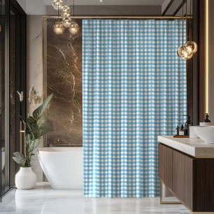 Blue Tartan Shower Curtain Rustic Gift for Men