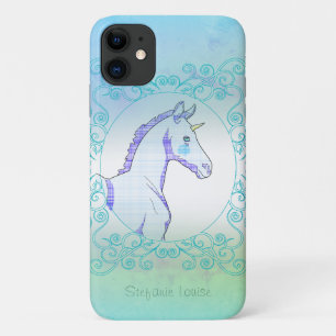 Blue Tartan Unicorn Baby (blue plaid) Case-Mate iPhone Case