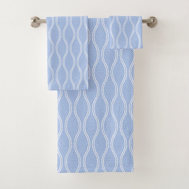 Blue Tatewaku Same Komon Bath Towel Set (Insitu)