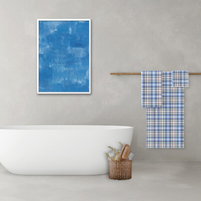 Blue Taupe Tartan Plaid Bath Towel Set (Creator Uploaded)