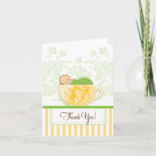 Blue Tea Cup Baby Shower Thank You Card