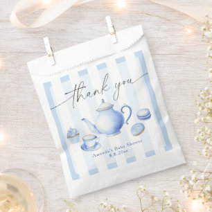 Blue Tea Party Baby Shower Thank you Favour Bags