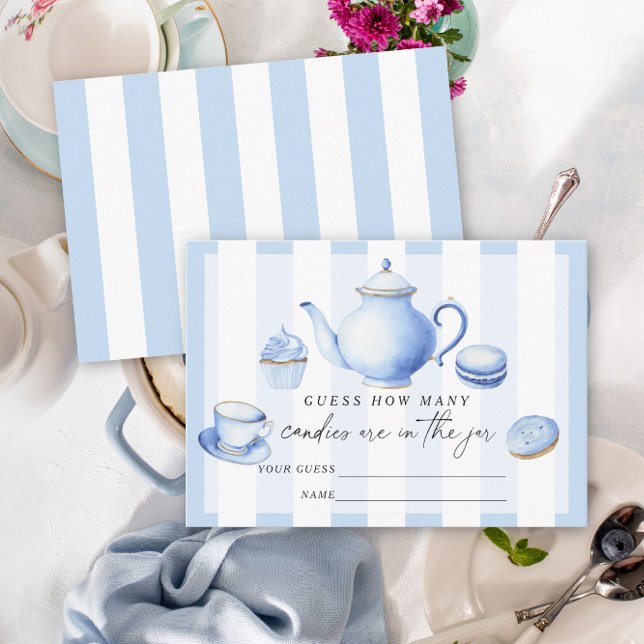 Blue Tea Party Guess how many candies Enclosure Card (Creator Uploaded)