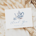 Blue Tea Party Thank You  Note Card<br><div class="desc">Personalise with your information or click "Click to customise further" to edit font styles,  size and colours.</div>