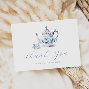Blue Tea Party Thank You Note Card