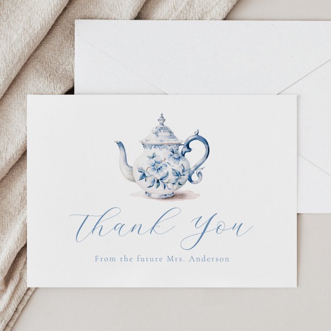 Blue Tea Party Thank You  Note Card (Creator Uploaded)