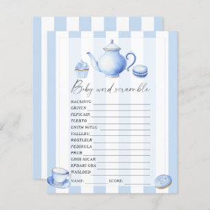Blue tea party - Word scramble baby shower game