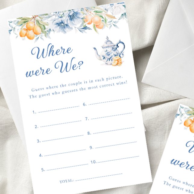 Blue Tea Pot Where Were We  Bridal Shower Game (Creator Uploaded)