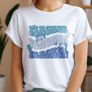 Blue Teacher Teacher Teacher Retro T-Shirt