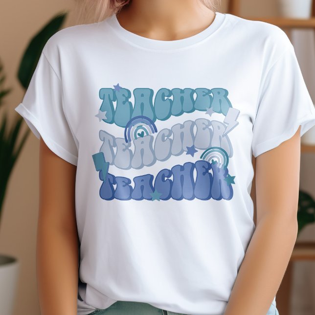 Blue Teacher Teacher Teacher Retro T-Shirt (Creator Uploaded)