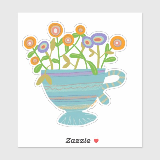 Blue Teacup with Blooms (Sheet)