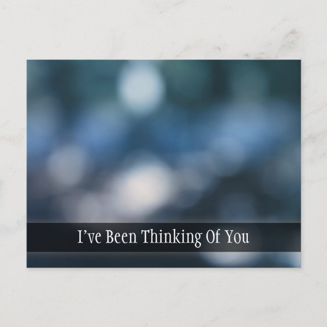 Blue & Teal Abstract Bokeh Photo, Thinking of You Postcard (Front)