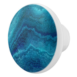 Blue Teal Agate Texture  Ceramic Knob