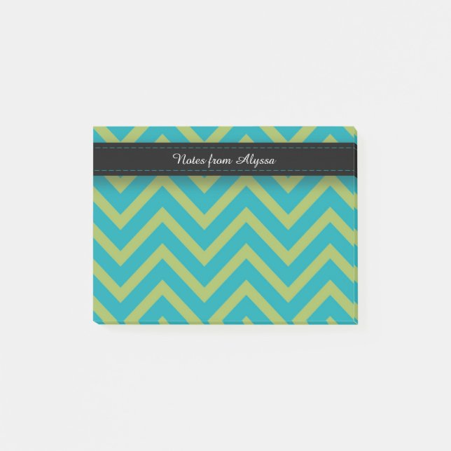 Blue / Teal and Green Chevron Post-it Notes (Front)
