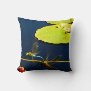 blue, teal and green dragonfly, cushion