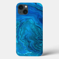 Blue Teal Aquamarine Marble Acrylic Abstraction