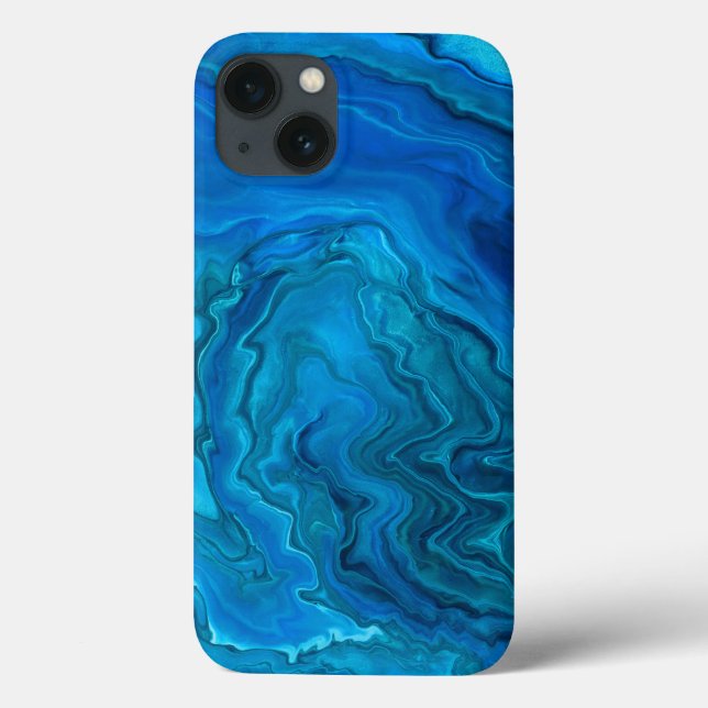 Blue Teal Aquamarine Marble Acrylic Abstraction  Case-Mate iPhone Case (Back)