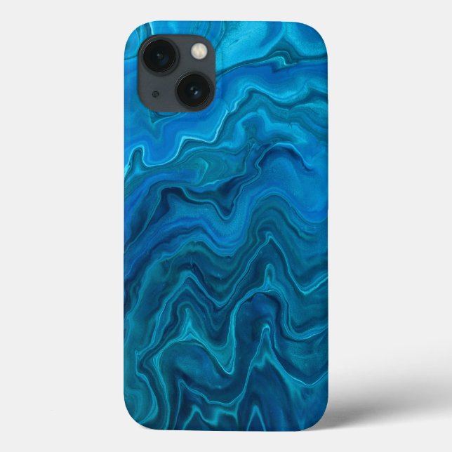 Blue Teal Aquamarine Marble Acrylic Abstraction   Case-Mate iPhone Case (Back)