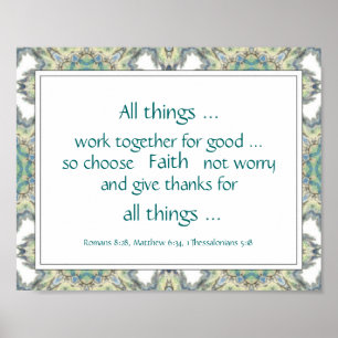 Blue Teal Bible Scripture Encouragement Quotes Poster